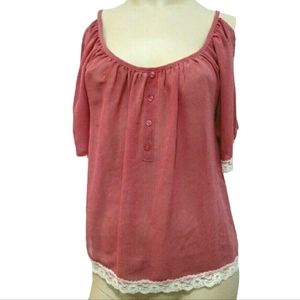 LOVE SQUARED Pink Boho Top Womens Small